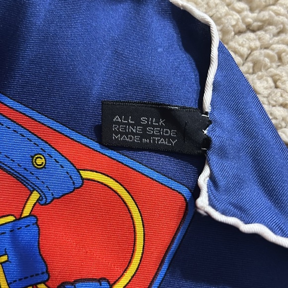 Celine scarf red and blue !CELINE large scarf 86 33″ red - Picture 3 of 7